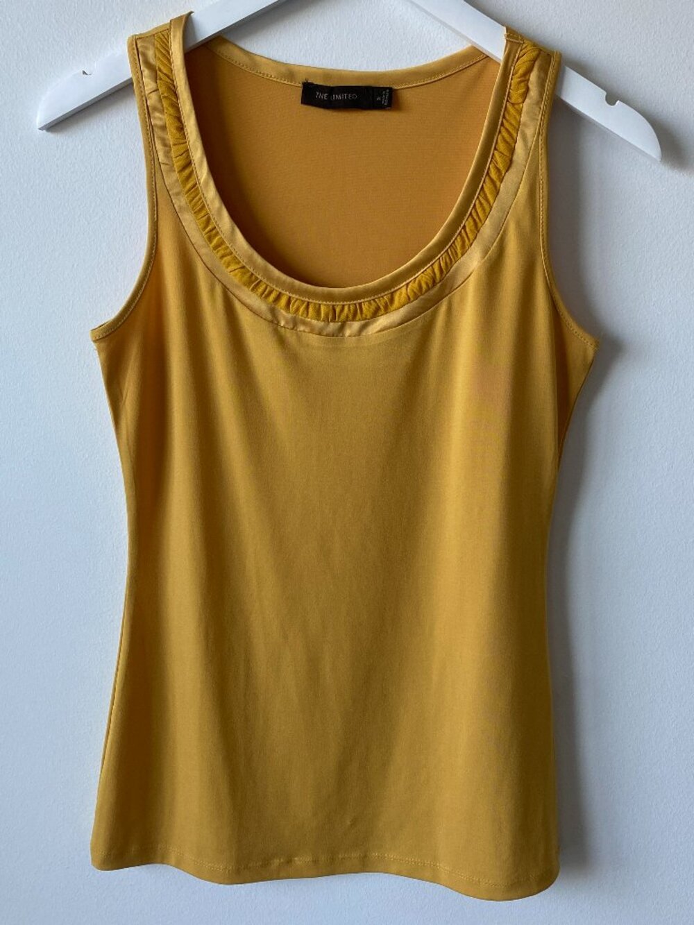 The Limited Mustard Yellow Sleeveless Blouse | Size Medium | Satin Trim Detail